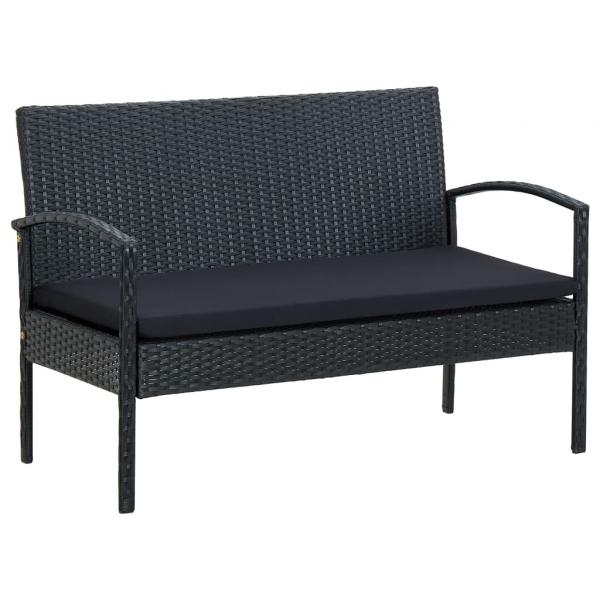 5-tlg. Garten-Lounge-Set mit Auflagen Poly Rattan Schwarz