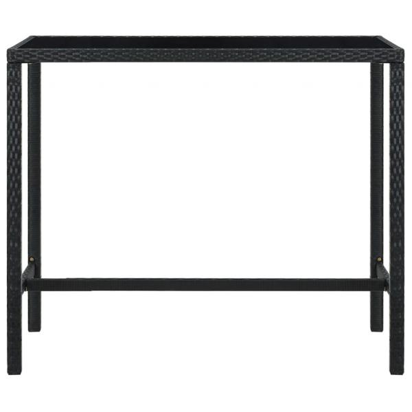 Garten-Bartisch Schwarz 130x60x110 cm Poly Rattan und Glas