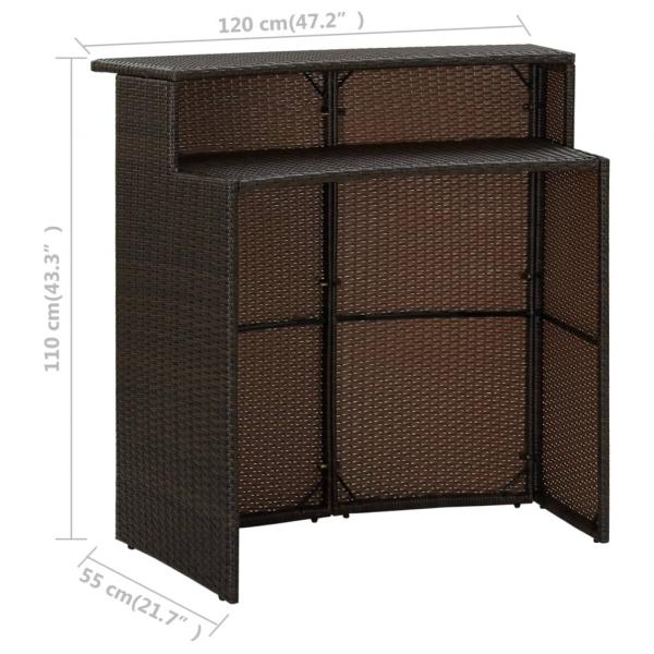 Garten-Bartisch Braun 120x55x110 cm Poly Rattan 