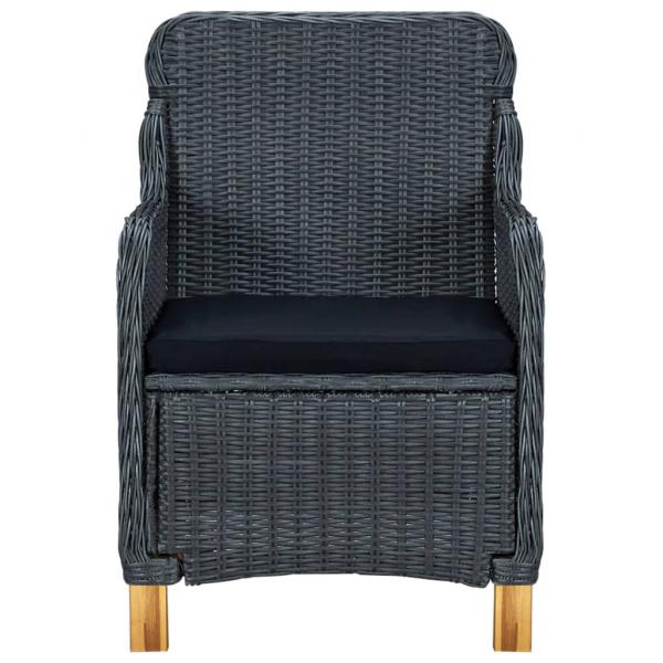 3-tlg. Garten-Lounge-Set mit Auflagen Poly Rattan Dunkelgrau