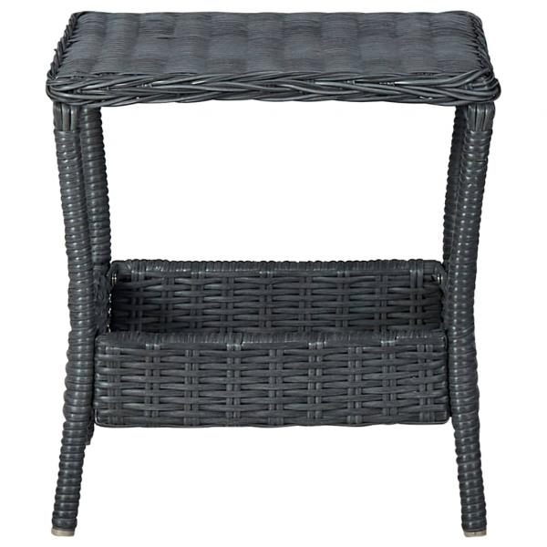 3-tlg. Garten-Lounge-Set mit Auflagen Poly Rattan Dunkelgrau