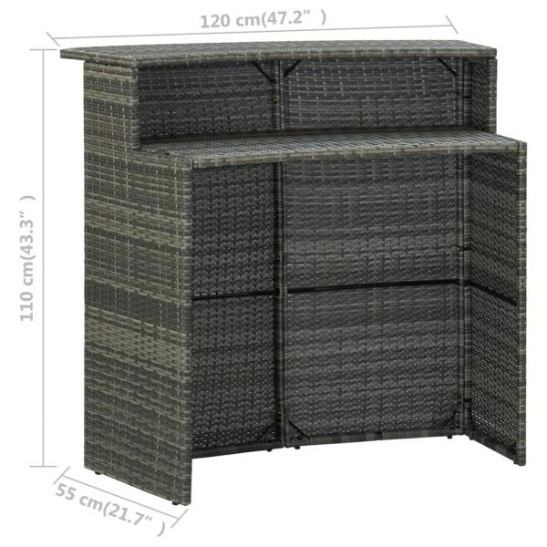 Garten-Bartisch Grau 120x55x110 cm Poly Rattan 