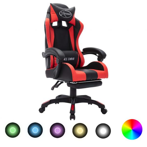 ARDEBO.de - Gaming-Stuhl mit RGB LED-Leuchten Rot und Schwarz Kunstleder