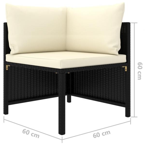 9-tlg. Garten-Lounge-Set mit Kissen Poly Rattan Schwarz