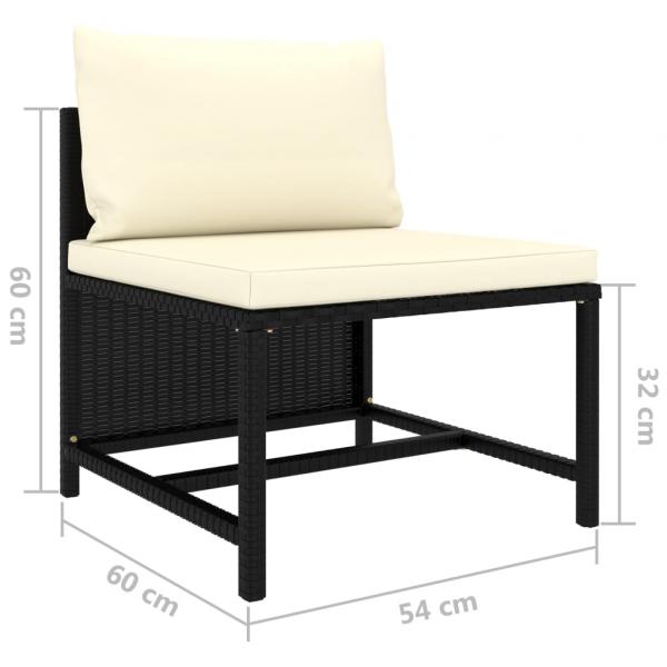 9-tlg. Garten-Lounge-Set mit Kissen Poly Rattan Schwarz