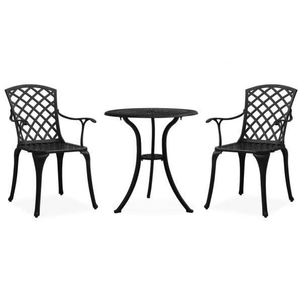 ARDEBO.de - 3-tlg. Bistro-Set Aluminiumguss Schwarz