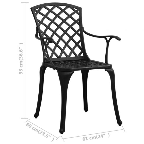 3-tlg. Bistro-Set Aluminiumguss Schwarz