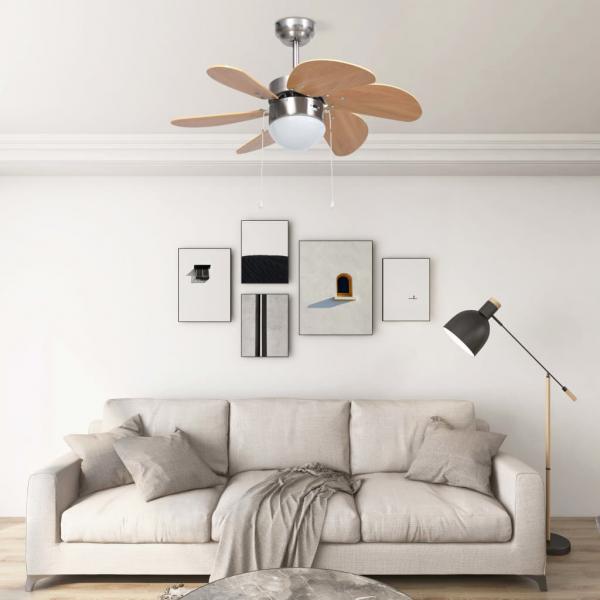 ARDEBO.de - Deckenventilator mit Lampe 76 cm Hellbraun