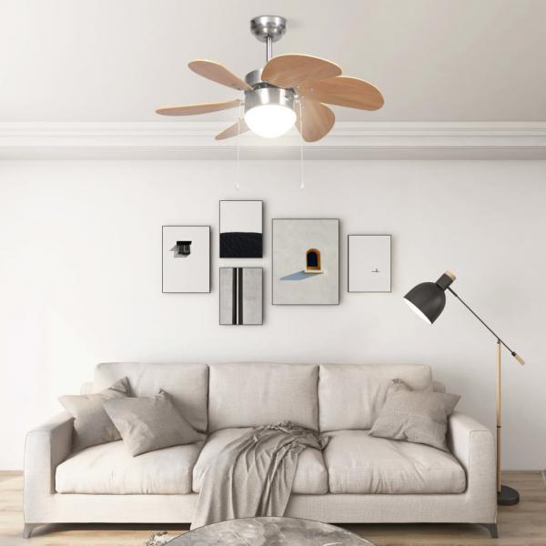 Deckenventilator mit Lampe 76 cm Hellbraun