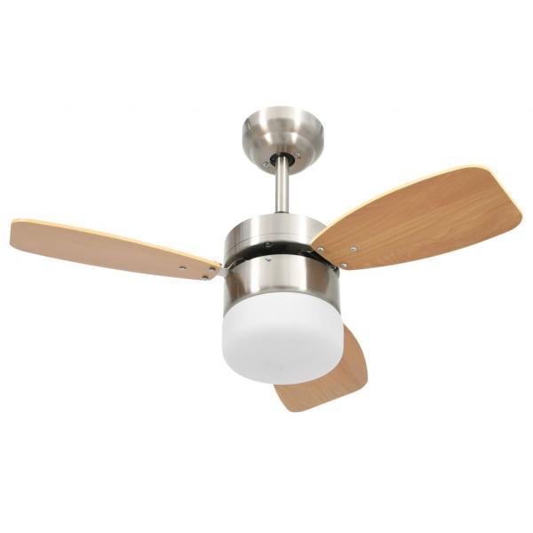 Deckenventilator mit Licht und Fernbedienung 76 cm Hellbraun