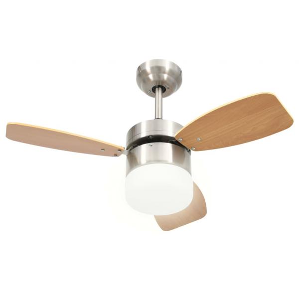 Deckenventilator mit Licht und Fernbedienung 76 cm Hellbraun