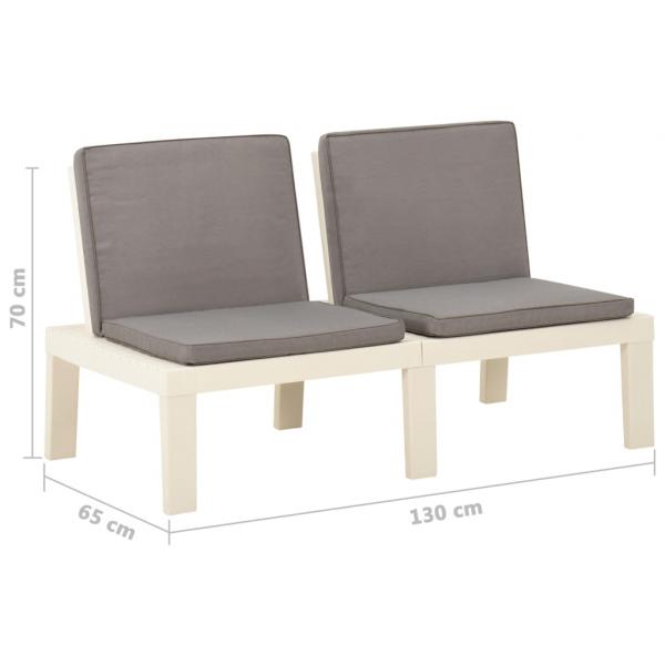 6-tlg. Garten-Lounge-Set mit Auflagen Kunststoff Weiß