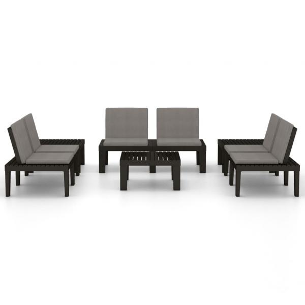 6-tlg. Garten-Lounge-Set mit Auflagen Kunststoff Grau