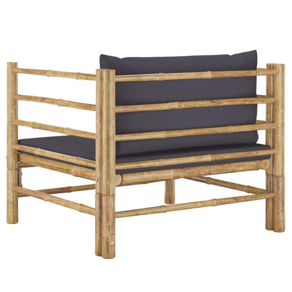 Gartensofa mit Dunkelgrauen Kissen Bambus 