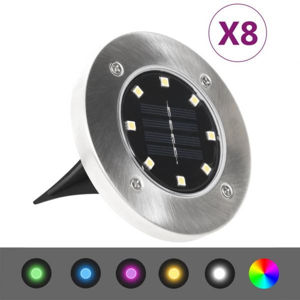 ARDEBO.de - Solar-Bodenleuchten 8 Stk. LED RGB-Lichtfarbe