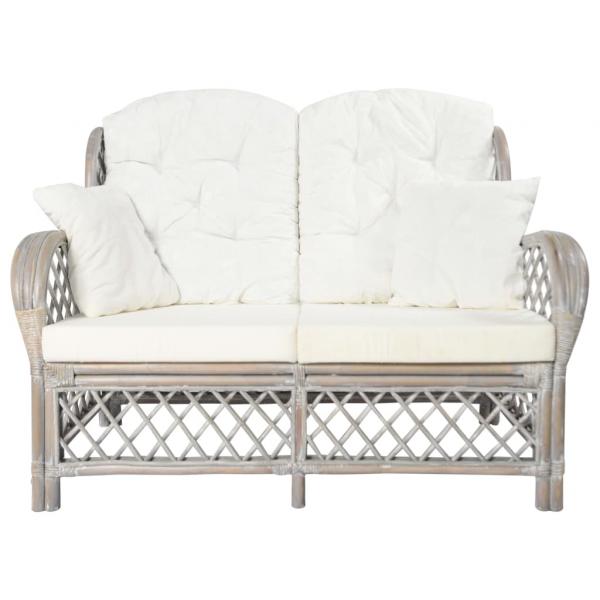 2-Sitzer-Sofa Grau Rattan 