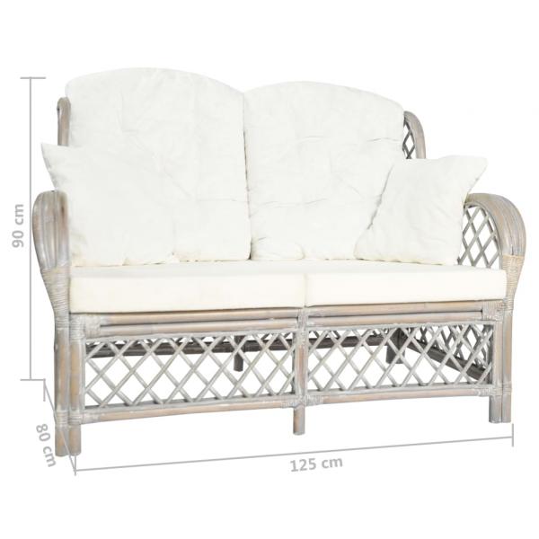 2-Sitzer-Sofa Grau Rattan 