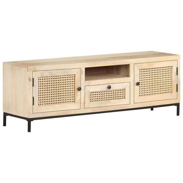 ARDEBO.de - TV-Schrank 120x30x40 cm Mango Massivholz und Rohrgeflecht