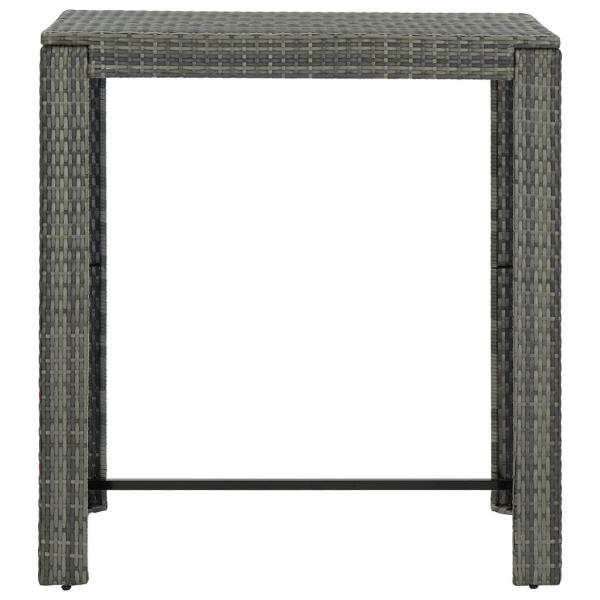 7-tlg. Gartenbar-Set mit Kissen Poly Rattan Grau