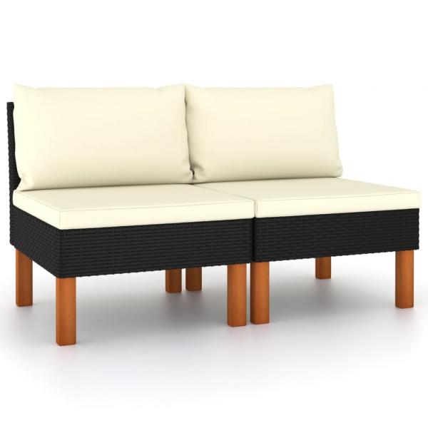 ARDEBO.de - Mittelsofas 2 Stk. Poly Rattan und Eukalyptus Massivholz