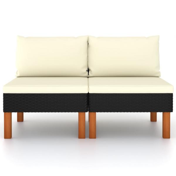 Mittelsofas 2 Stk. Poly Rattan und Eukalyptus Massivholz