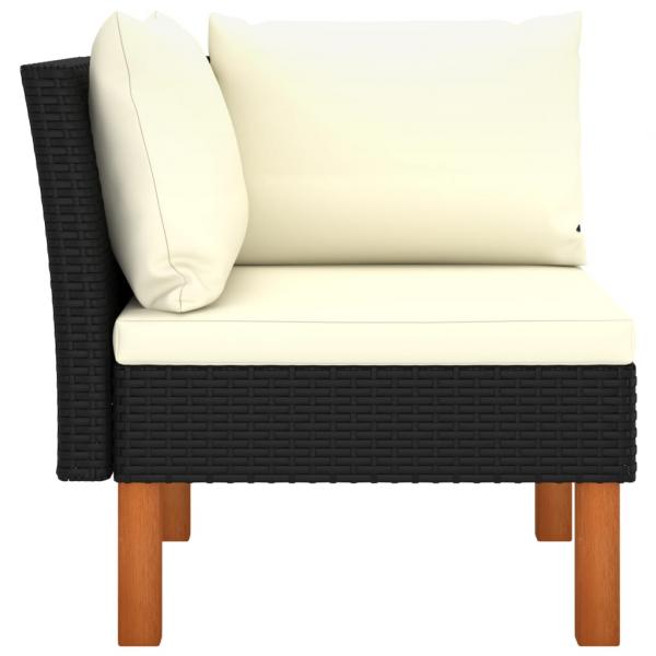 Ecksofas 2 Stk. Poly Rattan und Eukalyptus Massivholz