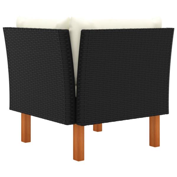 Ecksofas 2 Stk. Poly Rattan und Eukalyptus Massivholz