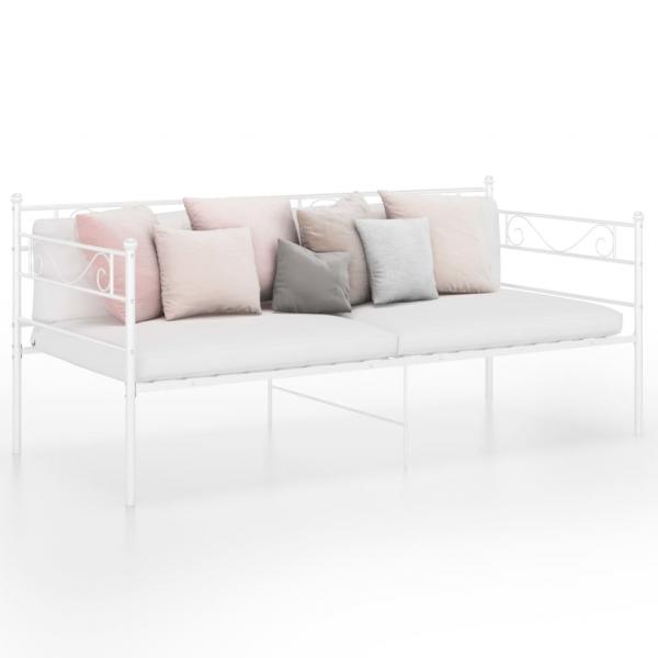 ARDEBO.de - Schlafsofa Bettgestell Weiß Metall 90x200 cm