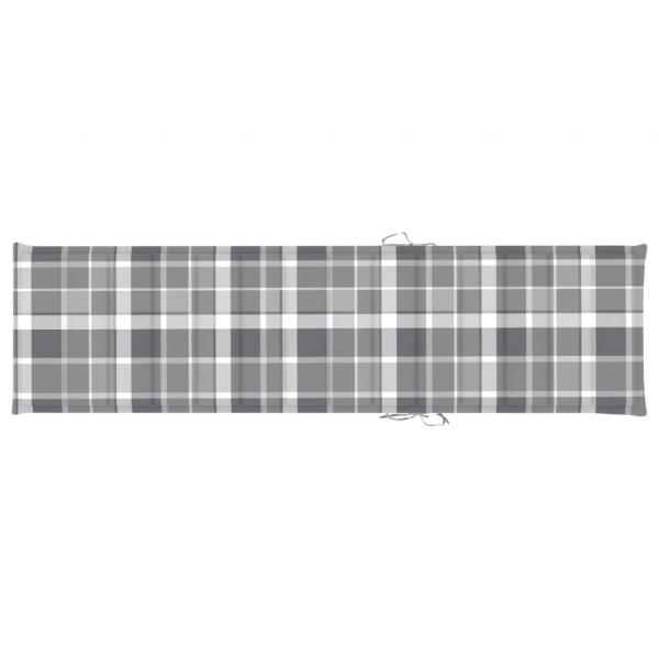 Sonnenliegen-Auflage Grau Karomuster 200x50x3 cm Oxford-Gewebe