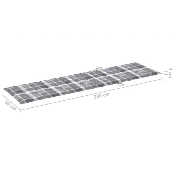 Sonnenliegen-Auflage Grau Karomuster 200x50x3 cm Oxford-Gewebe