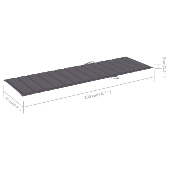 Sonnenliegen-Auflage Anthrazit 200x70x3 cm Oxford-Gewebe