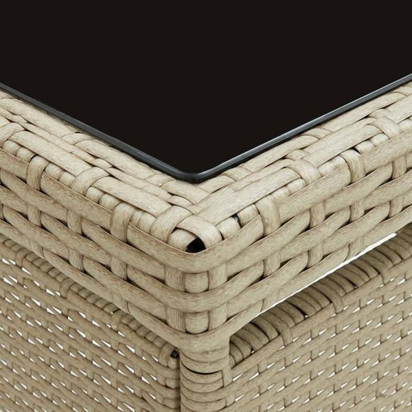 5-tlg. Garten-Essgruppe Poly Rattan und Glas Beige