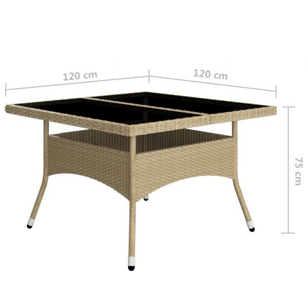 9-tlg. Garten-Essgruppe Poly Rattan und Glas Beige