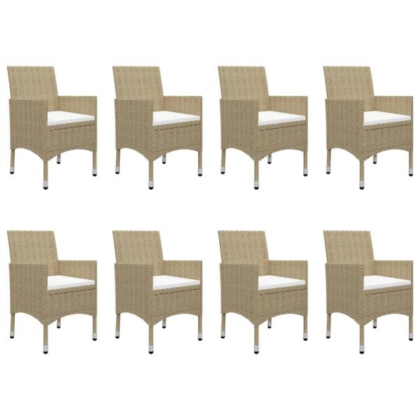 9-tlg. Garten-Essgruppe Poly Rattan und Glas Beige