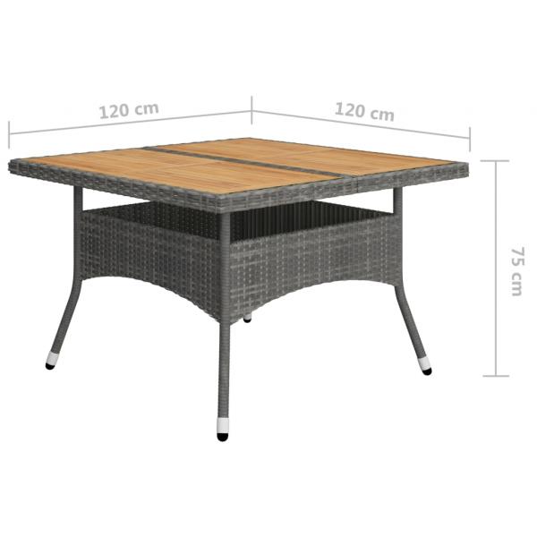 9-tlg. Garten-Essgruppe Poly Rattan und Akazienholz Grau 