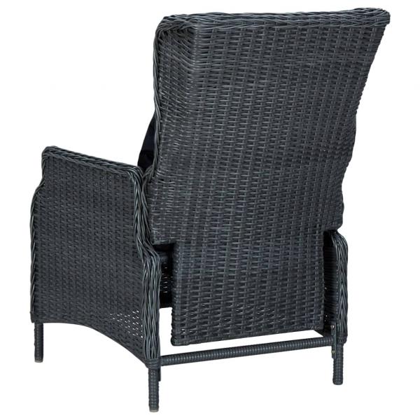 3-tlg. Garten-Lounge-Set mit Auflagen Poly Rattan Dunkelgrau