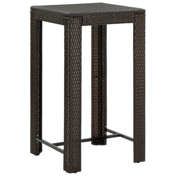 3-tlg. Garten-Bar-Set mit Armlehnen Poly Rattan Braun