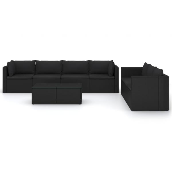 8-tlg. Garten-Lounge-Set mit Kissen Poly Rattan Schwarz