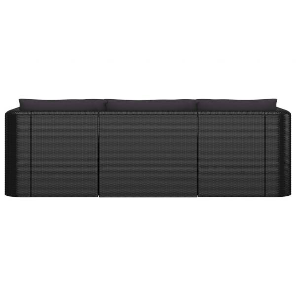 8-tlg. Garten-Lounge-Set mit Kissen Poly Rattan Schwarz