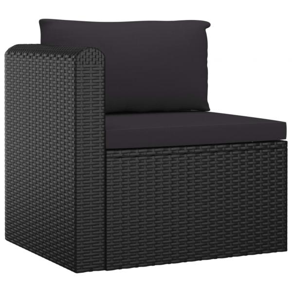 8-tlg. Garten-Lounge-Set mit Kissen Poly Rattan Schwarz