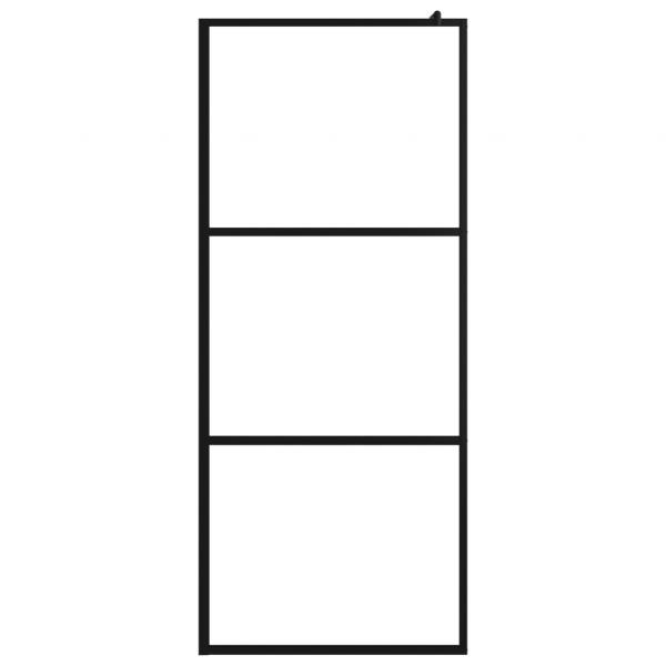 Duschwand für Begehbare Duschen ESG-Klarglas Schwarz 90x195 cm 