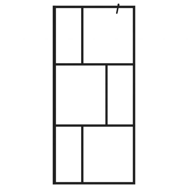 Duschwand für Begehbare Duschen mit Hartglas Schwarz 90x195 cm