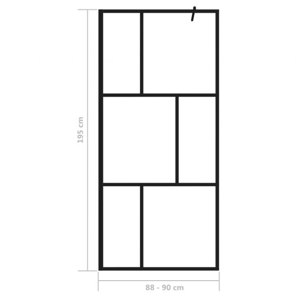Duschwand für Begehbare Duschen mit Hartglas Schwarz 90x195 cm