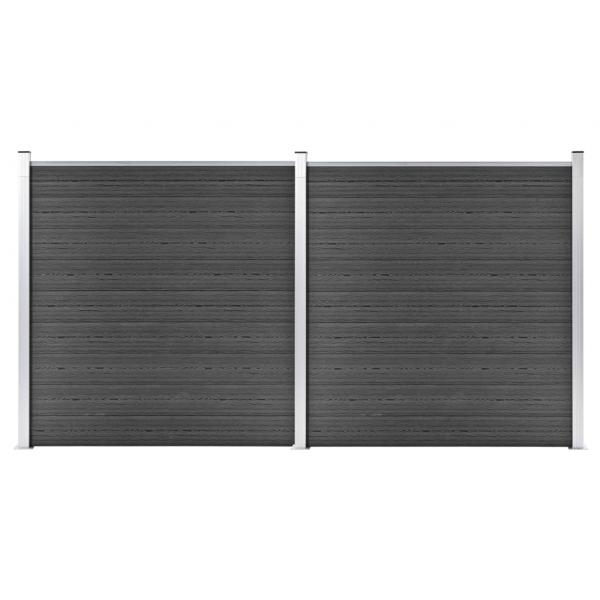 ARDEBO.de - Zaunelement Set WPC 353x186 cm Schwarz