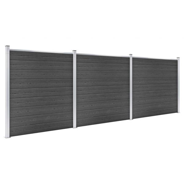 Zaunelement Set WPC 526x186 cm Schwarz