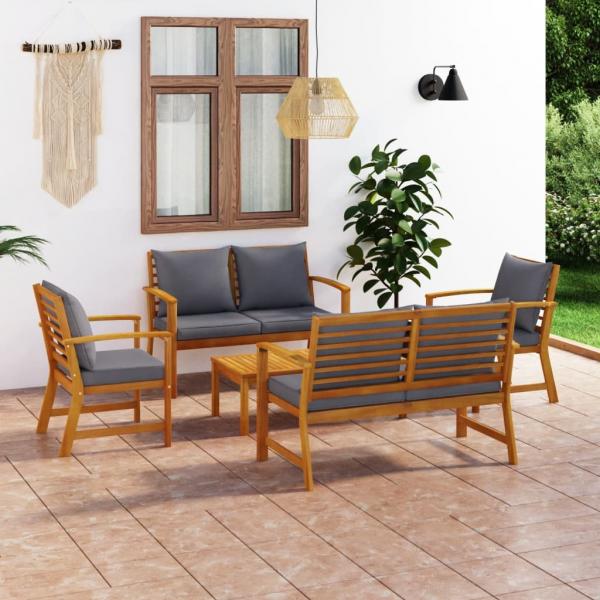 ARDEBO.de - 5-tlg. Garten-Lounge-Set mit Auflagen Massivholz Akazie