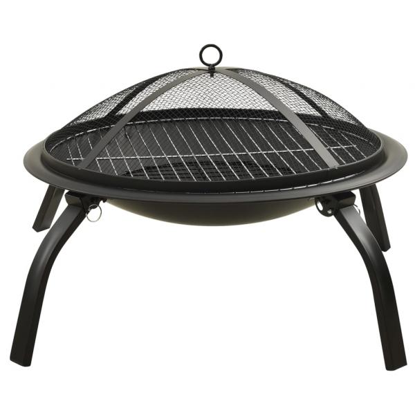 2-in-1 Feuerstelle und Grill mit Schürhaken 56x56x49 cm Stahl