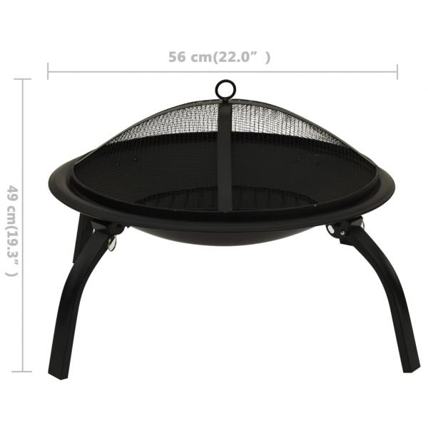 2-in-1 Feuerstelle und Grill mit Schürhaken 56x56x49 cm Stahl