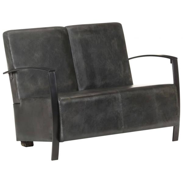 ARDEBO.de - 2-Sitzer-Sofa Grau Echtleder