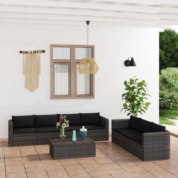 ARDEBO.de - 8-tlg. Garten-Lounge-Set mit Kissen Poly Rattan Grau